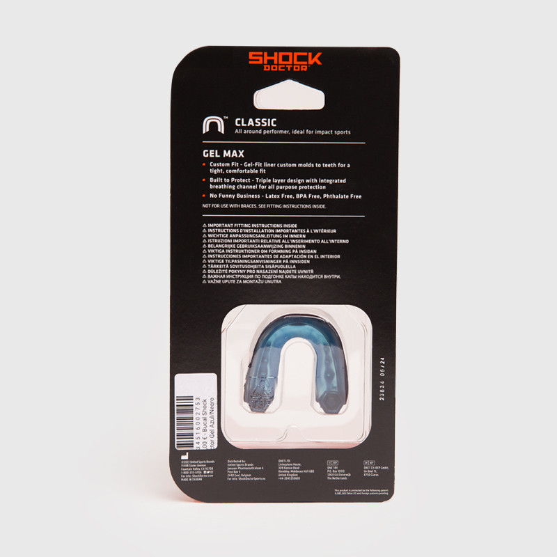 BUCAL SHOCK DOCTOR BLANCO/AZUL "GEL MAX"