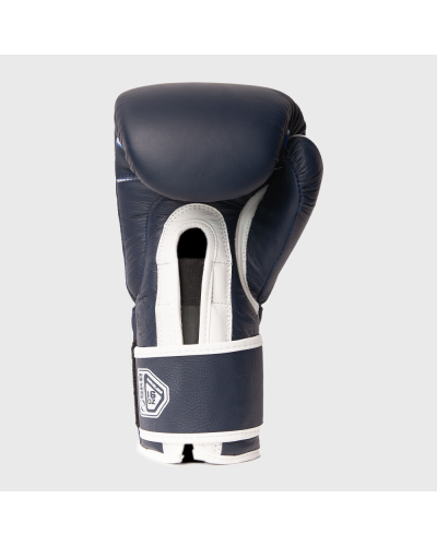 Guantes MEGALODON de Piel Azul | Triple Densidad y Velcro Rígido by Shark Boxing
